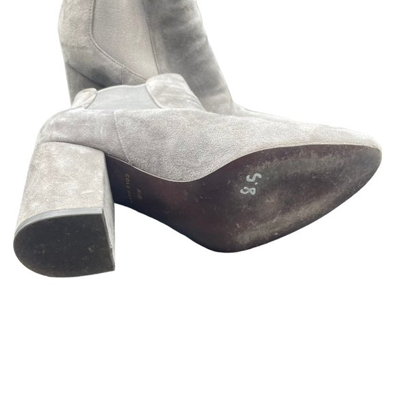 Cole Haan Whitlyn Boots Womens 8.5 B Suede Almond Toe Gray Chelsea - Picture 6 of 7